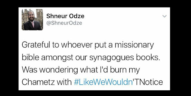 UK Rabbi Burns Bible on Twitter, but No “Hate Charges” 2 schenuer tweet