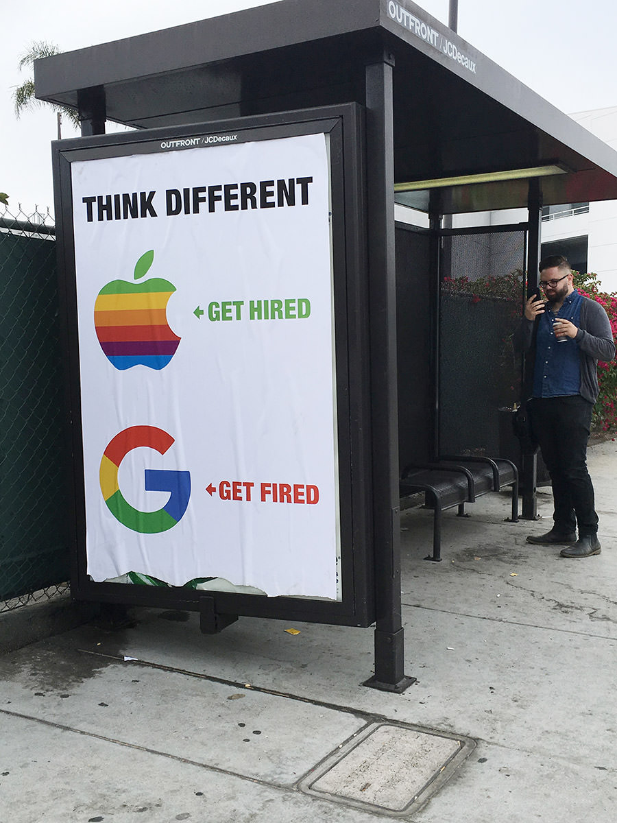Fired Engineer James Damore calls Google "Goolag" in HQ protest 8 0TK7wYq