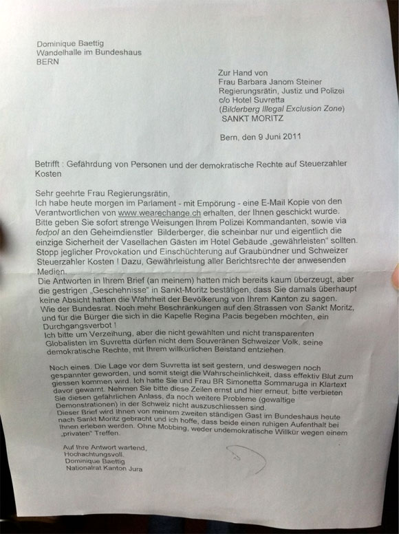 Swiss Parliamentarians to Force Way Into Bilderberg 2 swissletter