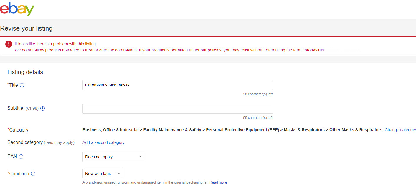 SHOCK! Amazon and eBay remove all Coronavirus products from Sale 2 ebay coronavirus censorship