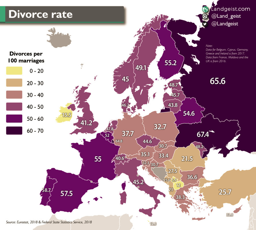 A European Nationalist's Bad 'Love' Experience with Russian Women: STAY AWAY! 3 europe divorce rates map