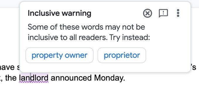 Google Rolls Out Feature That Corrects You With Woke 'Inclusive' Language 2 google inclusive words 1