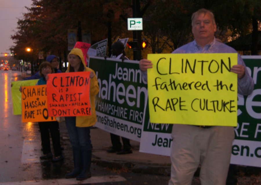 "Bill Clinton is a Rapist" Nationwide Protest Goes Viral - VIDEO COLLECTION 2 bill clinton rapist signs