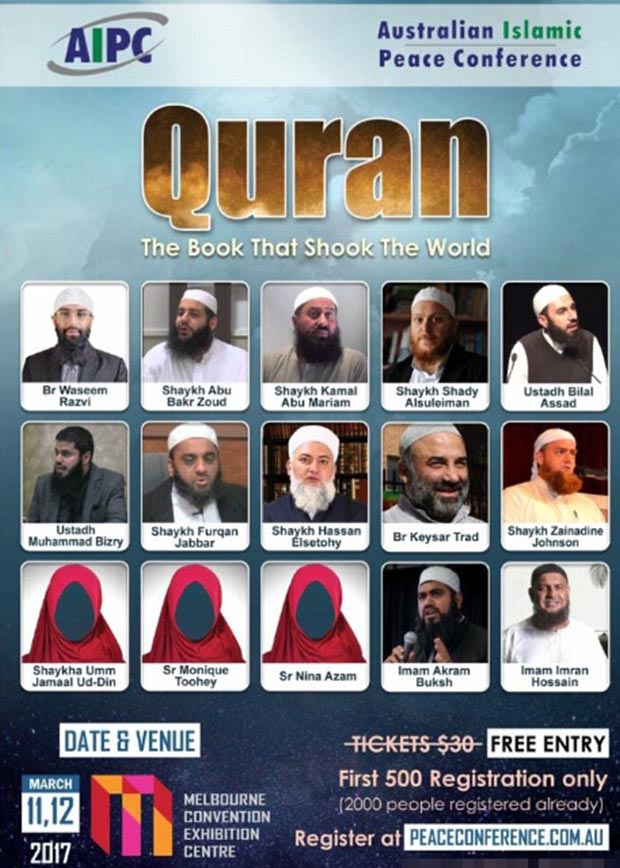 Australian Islamic Peace Conference Flyer Hides Women’s Faces 2 7qhZv78