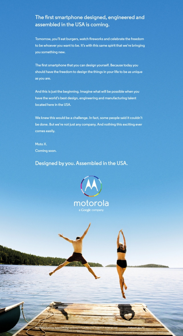 Motorola X smartphone Flagship goes Patriotic with its first ad 2