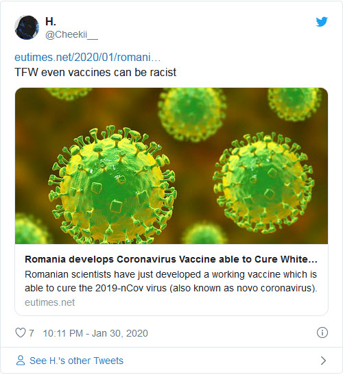 Romania Coronavirus Vaccine able to Cure White People Hoax, Fake News Response 5 KXE5Wjs