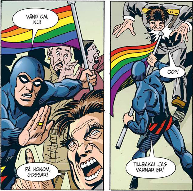Swedish Comic Book Hero Fights Polish Nationalists with Gay Pride Flag 2 NK0Zc8h