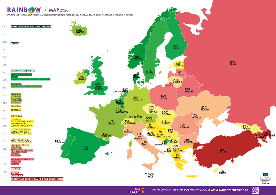 Showing the TRUE RUSSIA as it is to the Delusional Russophiles 4 LGBT acceptance and rights map