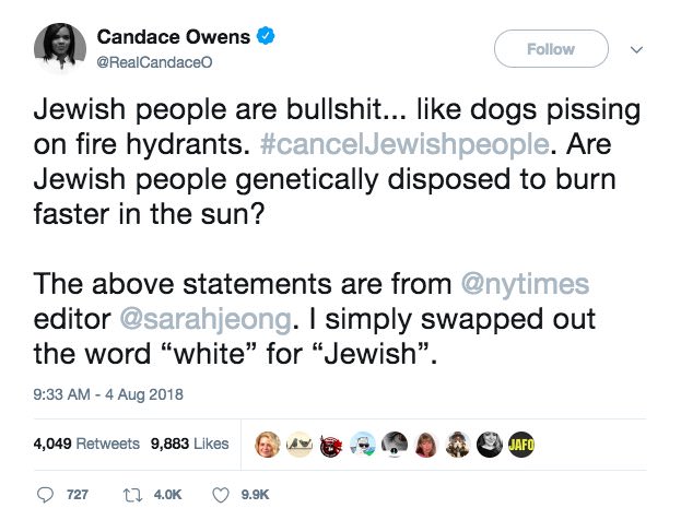 Candace Owens Swaps “White” For “Jewish” In Sarah Jeong Tweet, Gets Suspended 2 bMGgNE2
