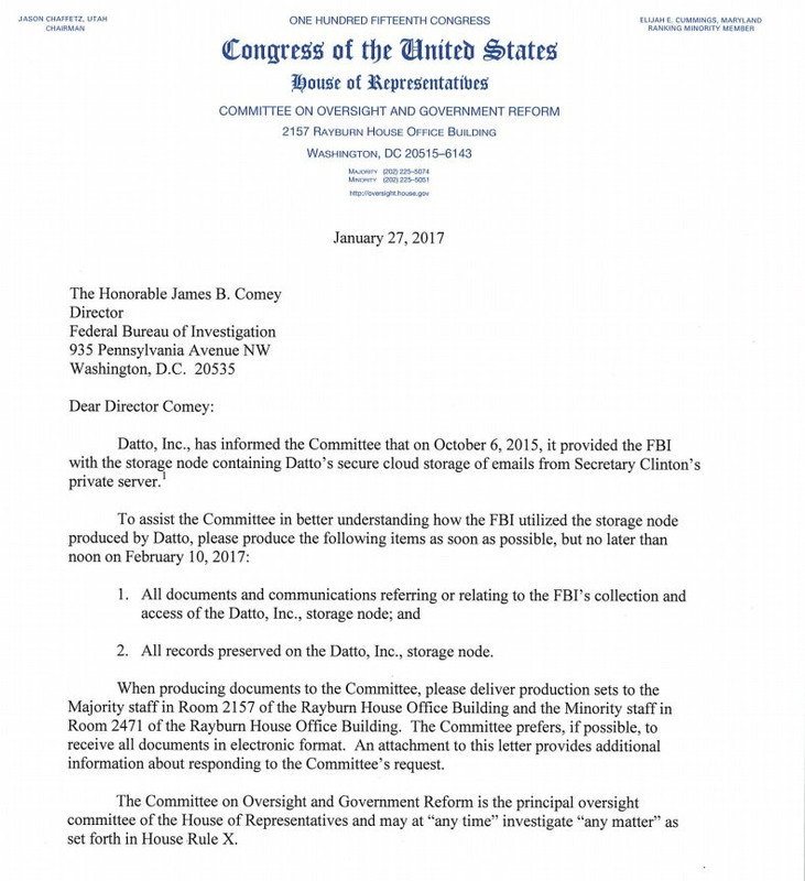 House Oversight Committee to Reopen FBI investigation on Hillary Clinton 2 oversight letter hillary server