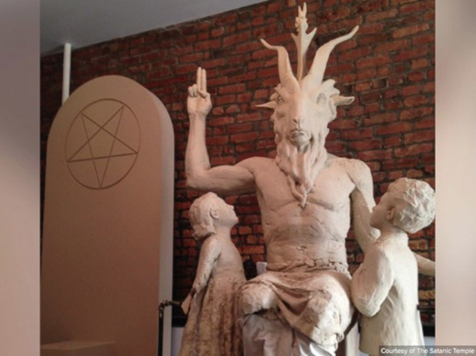 Satanic Temple wins right to erect ‘fallen angel’ display in Florida on Holidays 2 temple of satan unfinished statue of baphomet may 9 2014