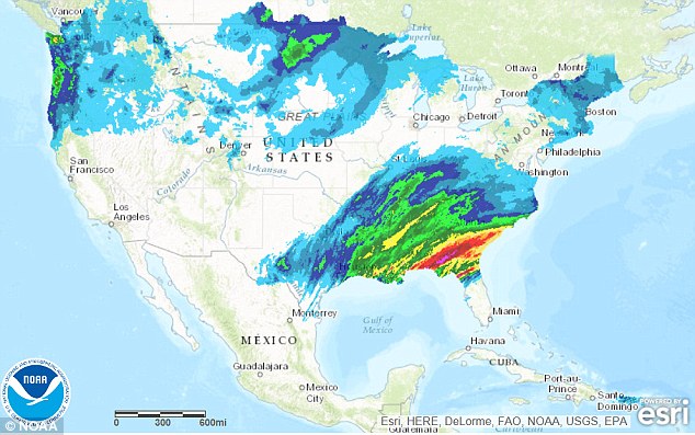 Chicago breaks 1940 snowfall record as US is struck by Heavy Winter 3 This map shows where precipitation and snow is expected across the country in the coming days.