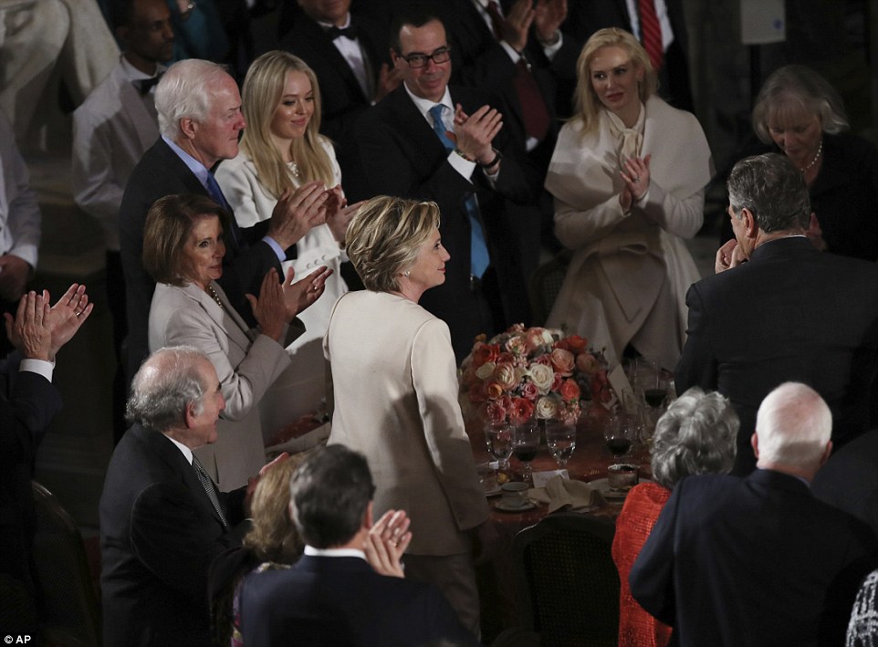 Trump orders a standing ovation for Hillary and Bill Clinton 1 3C55ABE800000578 4140810 image a 2 1484945281481
