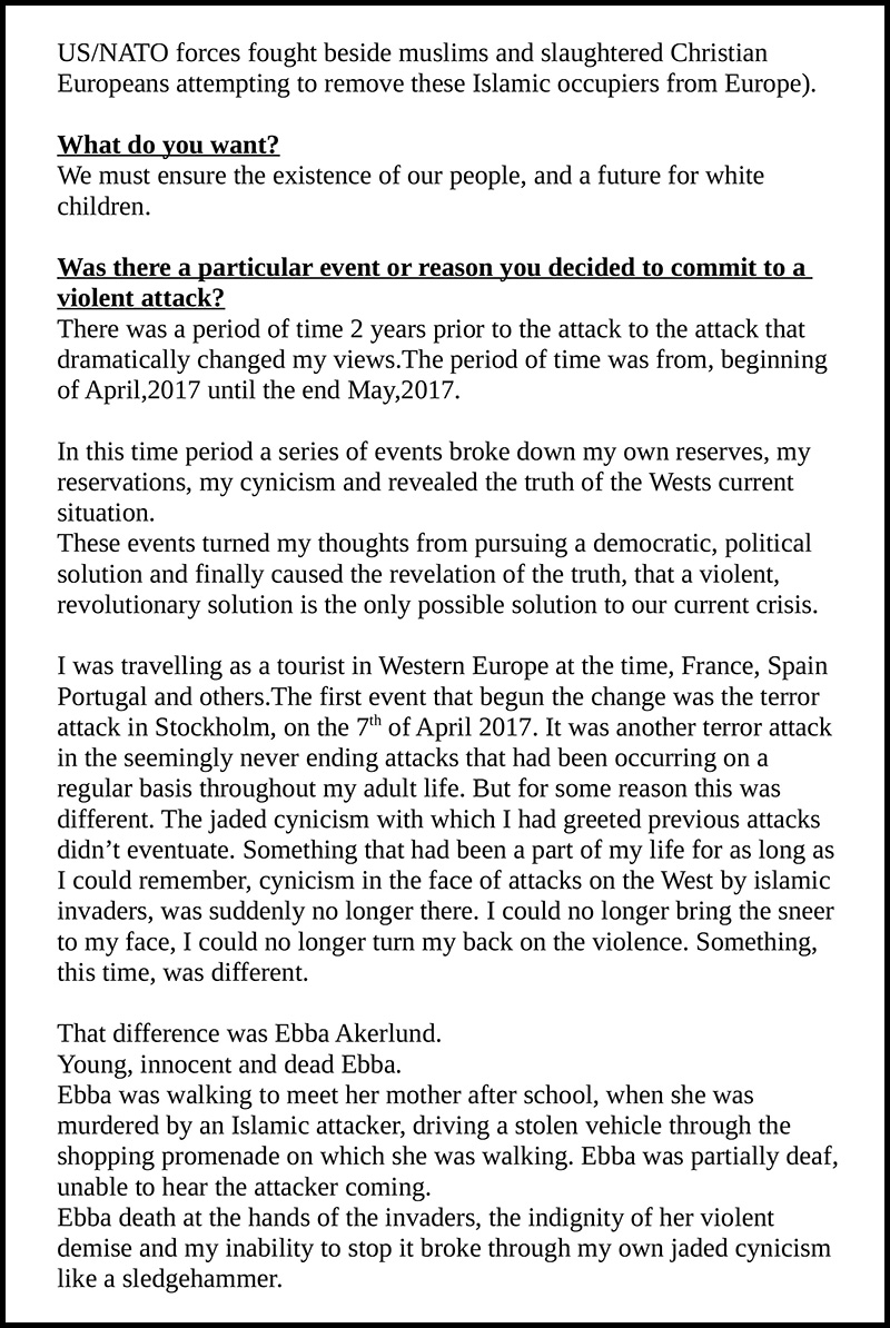 NZ terrorist describes his reasons in Manifesto, says he did it to stop Globalism 4 mGtWvuy