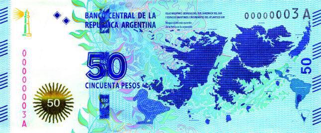 Argentina issues new 50 peso banknote claiming Falklands on it 3 B