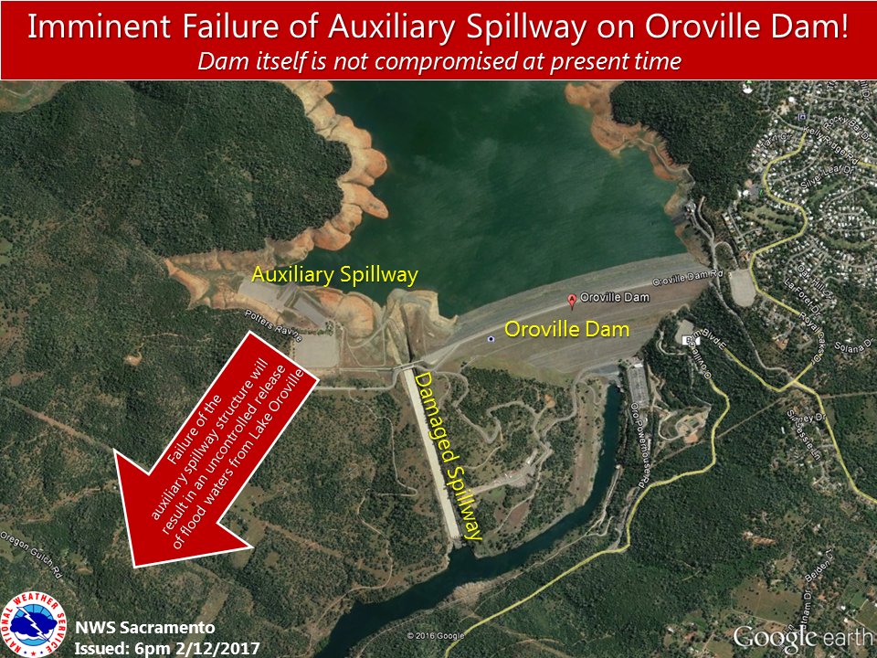 Spillway at tallest US dam in California about to collapse, tens of thousands evacuate 2 C4grYhlWYAE4Xzm