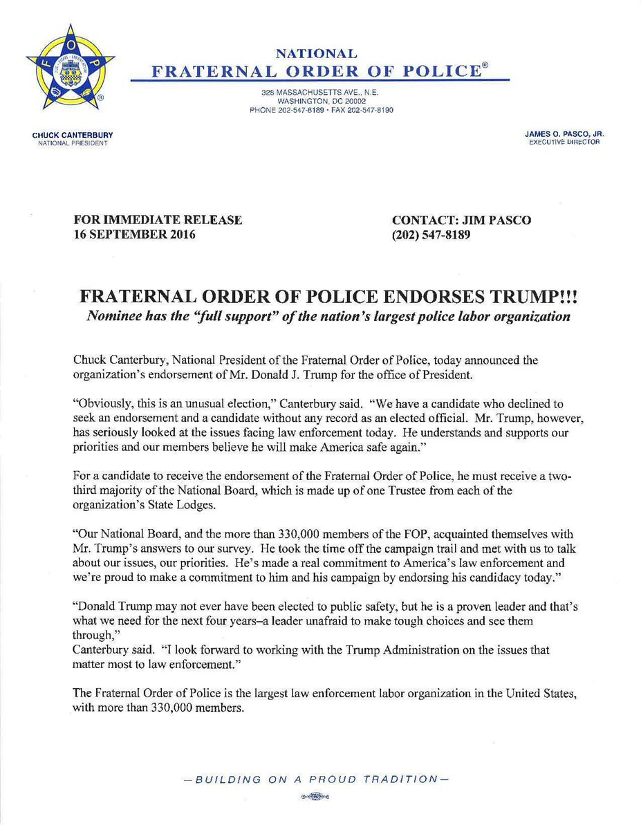 Largest Police Union in America Endorses Trump 2 CsfgCkqXEAAJDd2