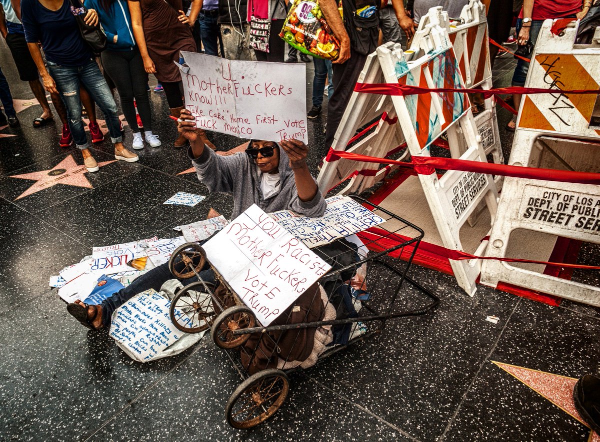 Peaceful Hillary Supporter Destroys Hollywood Trump Star 4