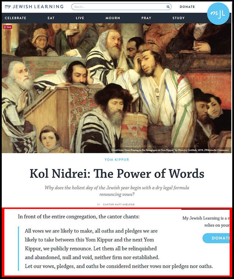 Yom Kippur’s “Kol Nidrei” Prayer Gives Jews Divine Right to Break “All Vows” 3 pq81L1R