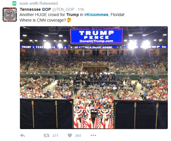 Trump vs Hillary in Kissimmee Florida: Trump Gets Thousands, Hillary Gets 150 4 Kissimmee Trump crowd