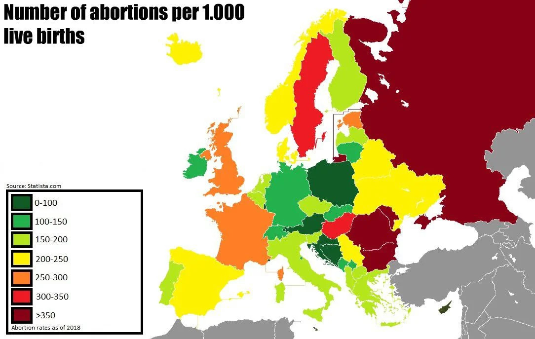 Showing the TRUE RUSSIA as it is to the Delusional Russophiles 3 Europe abortion rates map