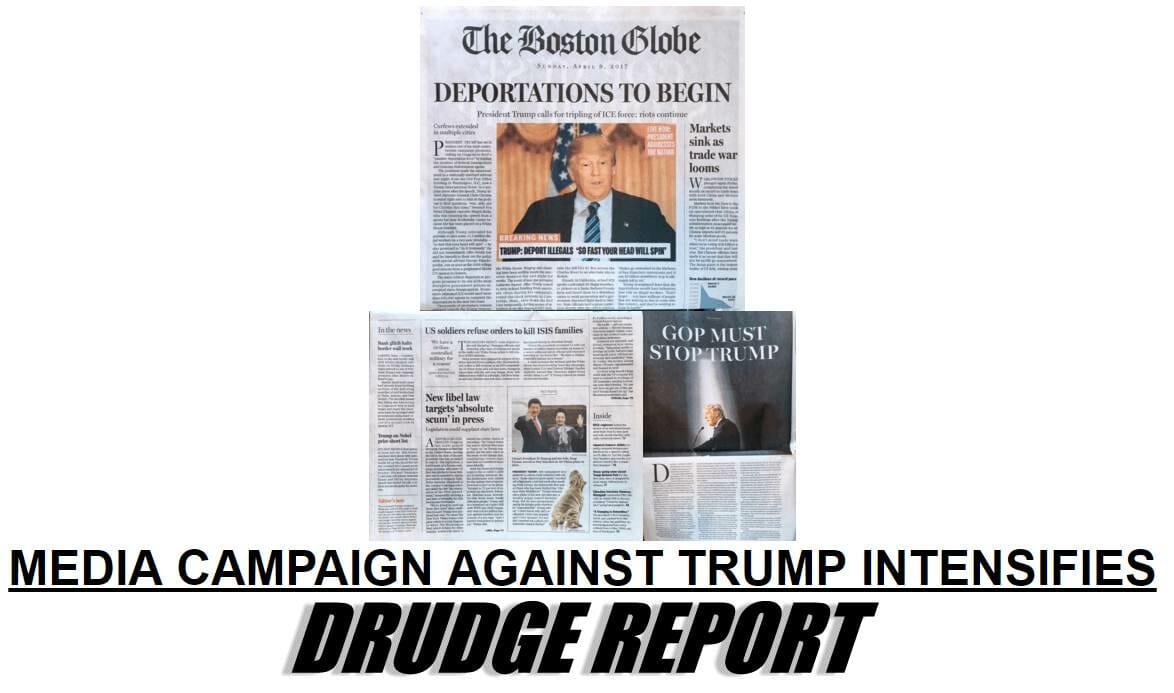 Terrified Establishment Now Publishing FAKE HEADLINES to Take Down Trump 2 drudge trump boston post