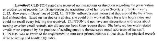 Hillary Clinton Could Not Remember Briefings Due to Concussion 2 fbi docs hillary1