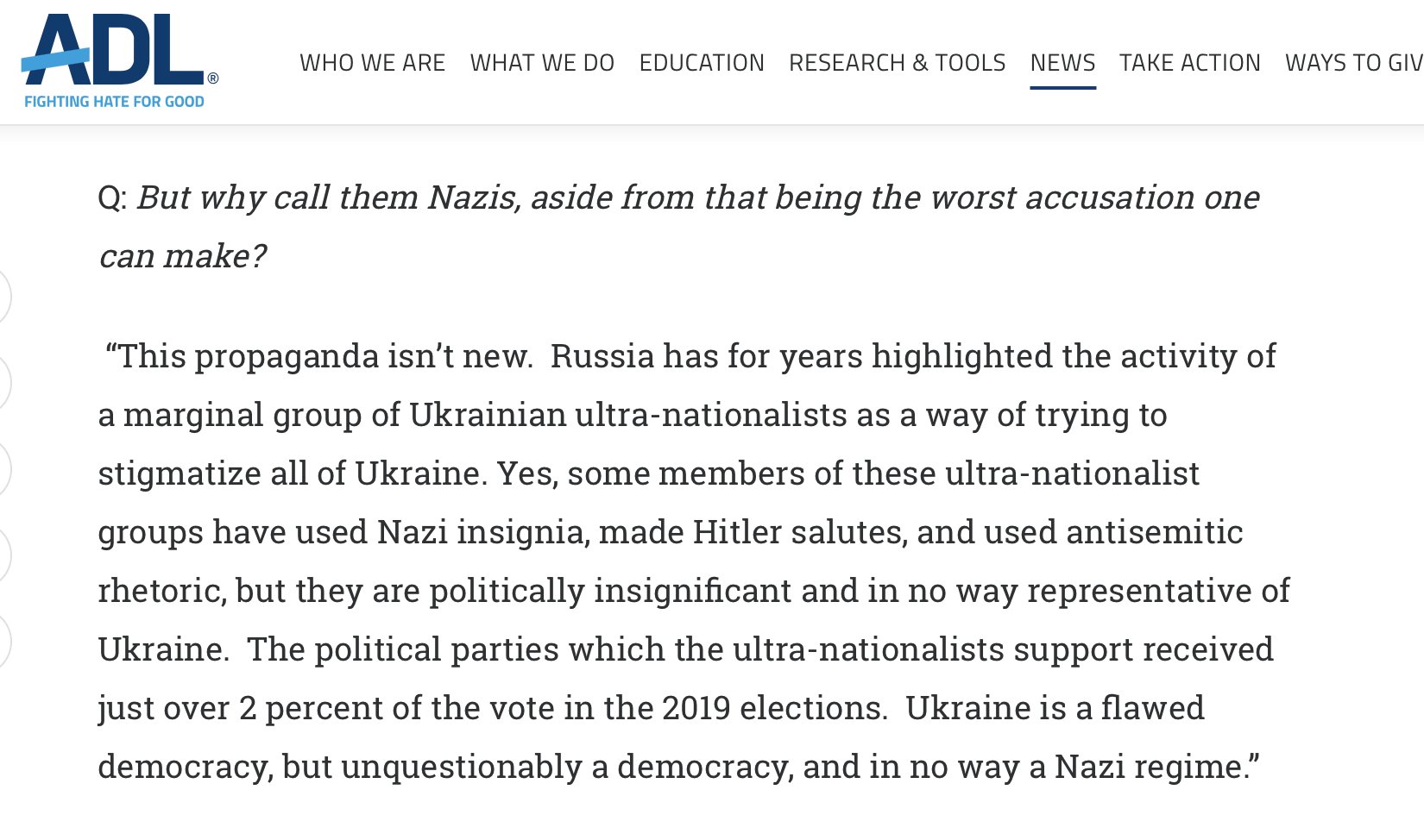 US ADL Endorses Nazis in Ukraine, says 'they are a new type of Nazis, pro-Jewish' 3 yVQGuVY